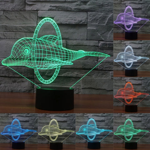 Lampada da scrivania con lampada stereo visiva creativa a 7 colori, luce notturna, Dolphin Jump Style