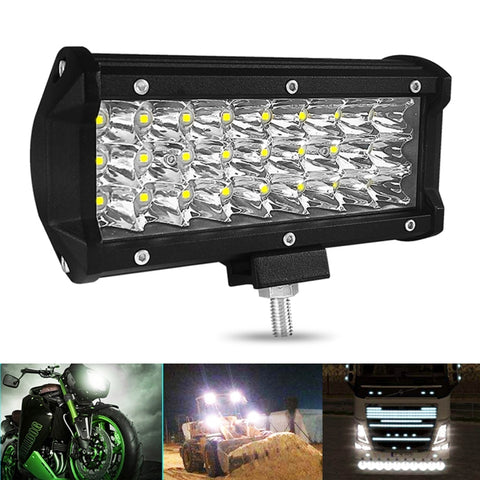 Striscia LED da 7 pollici 18W 1800LM 3 file di lavoro Refit Lampada per fuoristrada Lampada da tetto per tetto, 7 inch 72W