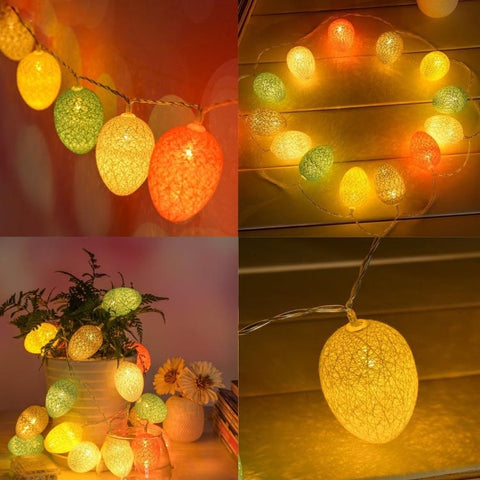 Alimentato a batteria 4,8 m 30 LED Filo di cotone Colore Lampada a uovo Stringa Festa di Pasqua Luce decorativa per la casa, 4.8m(Battery Powered)