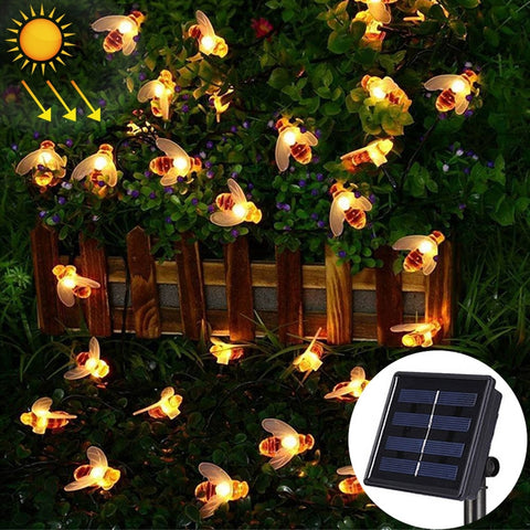 Lampe décorative en forme de chaîne de jardin décorative pour l'extérieur, couleur blanche, alimentée par énergie solaire de 6,5 à 30 LED avec panneau solaire de 100 mA / 1,2 V, 30 LED