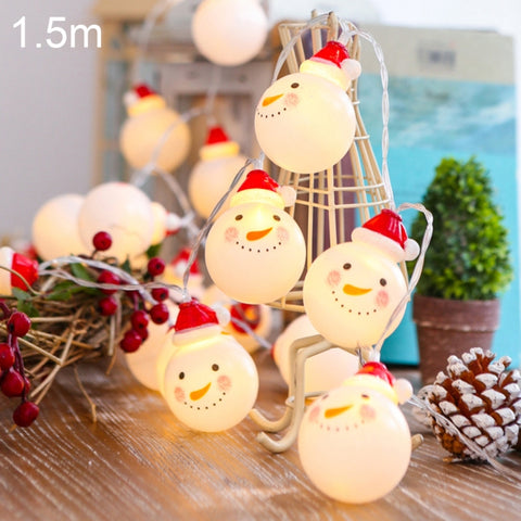 Lampada decorativa fata calda alimentata da 10 LED, 2 batterie AA, per Natale, feste, camera da letto, 1.5m Snowman Colorful Light, 1.5m Snowman Warm White