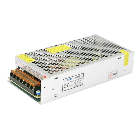 SOMPOM S-180-12 Alimentatore per monitor di illuminazione a strisce luminose a LED con guscio in ferro 180W 12V 15A, 180W 15A