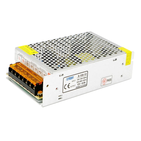 SOMPOM S-100-12 Alimentatore per monitor di illuminazione a strisce luminose a LED con guscio in ferro da 100 W 12 V 8,5 A, 100W 8.5A