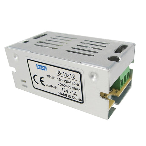 SOMPOM S-12-12 12W 12V 1A Driver con guscio in ferro LED Alimentatore per monitor di illuminazione a strisce luminose, 12W 1A