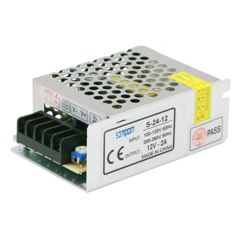 SOMPOM S-24-12 Alimentatore per monitor di illuminazione a strisce luminose a LED con guscio in ferro 24W 12V 2A, 24W 2A