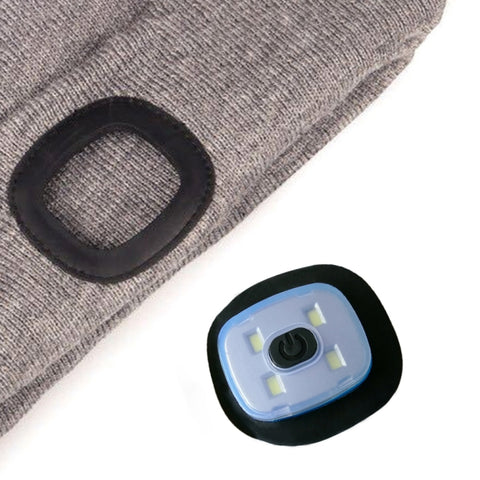 Cappello invernale unisex in maglia di poliacrilonitrile caldo, berretto per adulti con 4 luci a LED, batteria a bottone, Button Battery