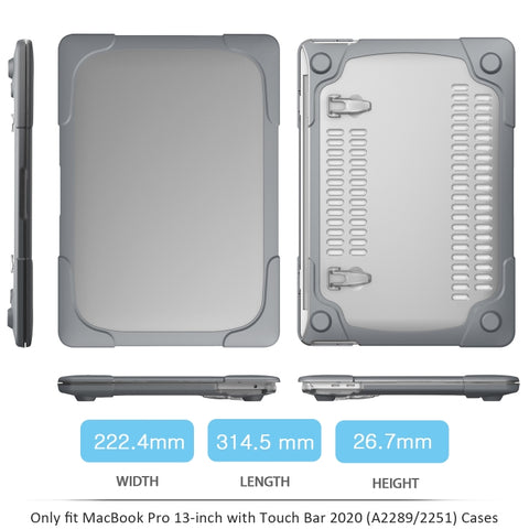 Per MacBook Pro 13 pollici 2022 e A2289 / A2251 / A2338 2020 PC + Custodia protettiva per laptop in due colori TPU