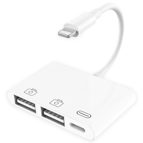 Adattatore per fotocamera 3 in 1 da 8 pin maschio a doppia porta USB femmina
