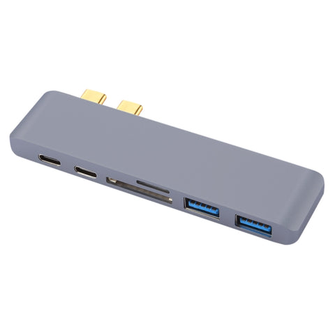 Adattatore HUB USB-C 6 in 1 in alluminio per MacBook 2015-2017 con 2