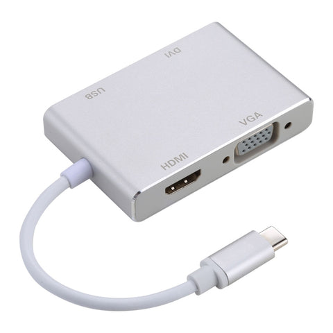 Hub 4 en 1 de USB-C/Type-C vers VGA, DVI, HDMI et USB
