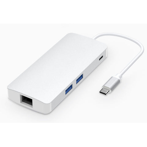 Hub 8 en 1 Type-C HUB + USB-C / Type-C à USB-C / Type-C et HDMI et SD et TF et 2 adaptateurs USB, VGA et Rj45