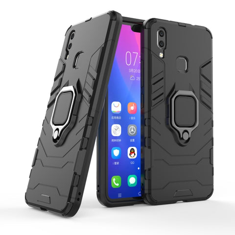Custodia protettiva antiurto in PC + TPU per Vivo X21, con supporto ad anello magnetico, For Vivo X21