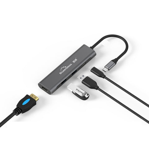 Blueendless 4 en 1 multifonction type C/USB-C vers HDMI + PD + station d'accueil double extension HUB USB 3.0, 4 en 1 HDMI + PD + double USB 3.0