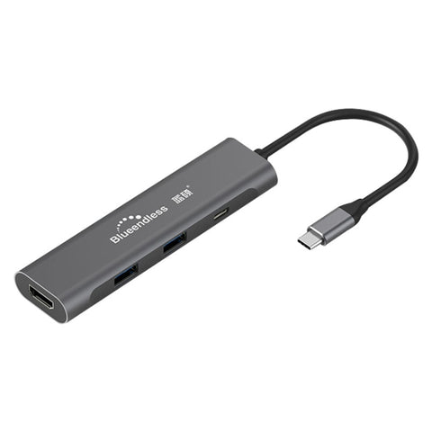 Blueendless 4 en 1 multifonction type C/USB-C vers HDMI + PD + station d'accueil double extension HUB USB 3.0, 4 en 1 HDMI + PD + double USB 3.0