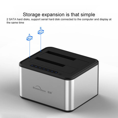 Station d'accueil pour discothèque rigide pour copie hors ligne Blueendless avec 2,5/3,5 pouces SATA USB 3.0 et 2 emplacements