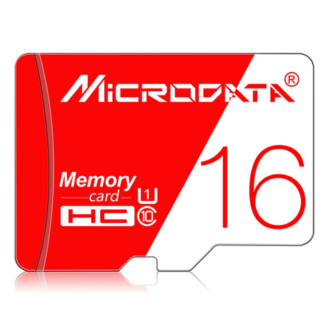 Scheda di memoria TF (Micro SD) rossa e bianca U1 ad alta velocità da 16 GB MICRODATA, 16GB