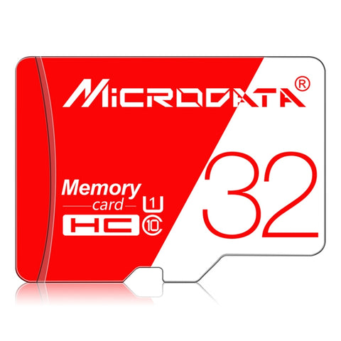 Scheda di memoria TF (Micro SD) rossa e bianca U1 ad alta velocità MICRODATA da 32 GB, 32 GB