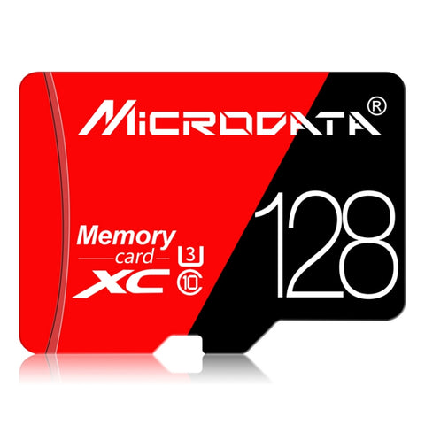 Carte mémoire MICRODATA 128 Go U3 rouge et noir TF (Micro SD) à haute vitesse, 128 Go