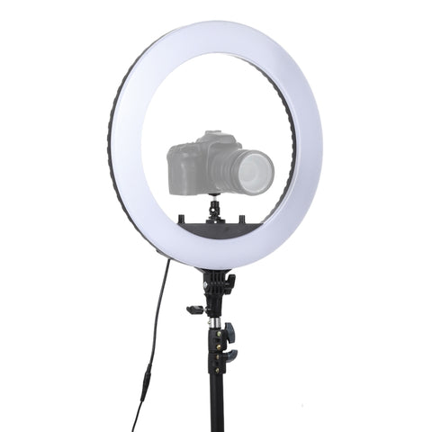 Luce di riempimento ad anello LED con autoscatto per fotografia di ancoraggio dimmerabile a due velocità da 18 pollici 55 W con treppiede, 18 Inch