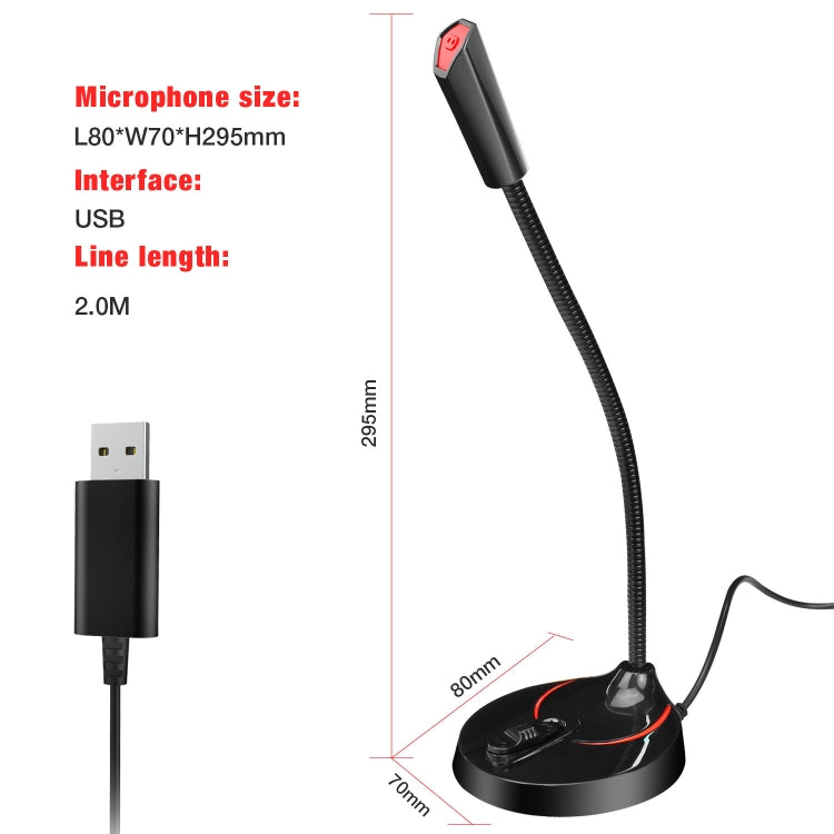 HXSJ F12 Flexible USB Microphone with 2.2m Cable Length
