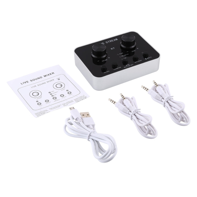 X7 Trasmissione in diretta Audio Cuffie USB Microfono Webcast Intrattenimento Streamer Scheda audio per telefono, computer PC