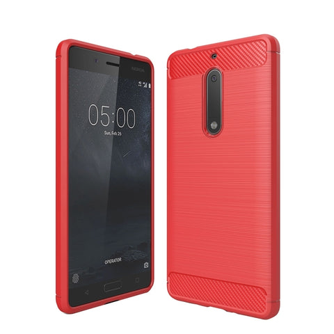 Per Nokia 5 Custodia protettiva in TPU antiurto con struttura in fibra di carbonio spazzolata, Nokia 5, For Nokia 5