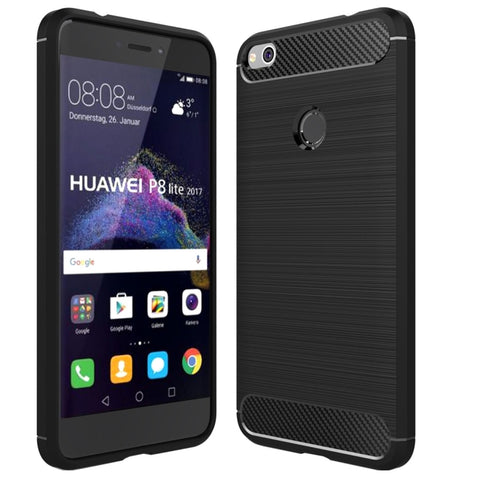 Per Huawei P8 Lite (2017) Custodia protettiva in TPU antiurto con struttura in fibra di carbonio spazzolata, Huawei P8 Lite (2017), For P8 Lite (2017)