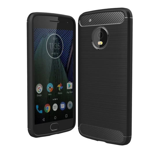 Per Motorola Moto G5 Plus Custodia protettiva in TPU antiurto con struttura in fibra di carbonio spazzolata, For Moto G5 Plus