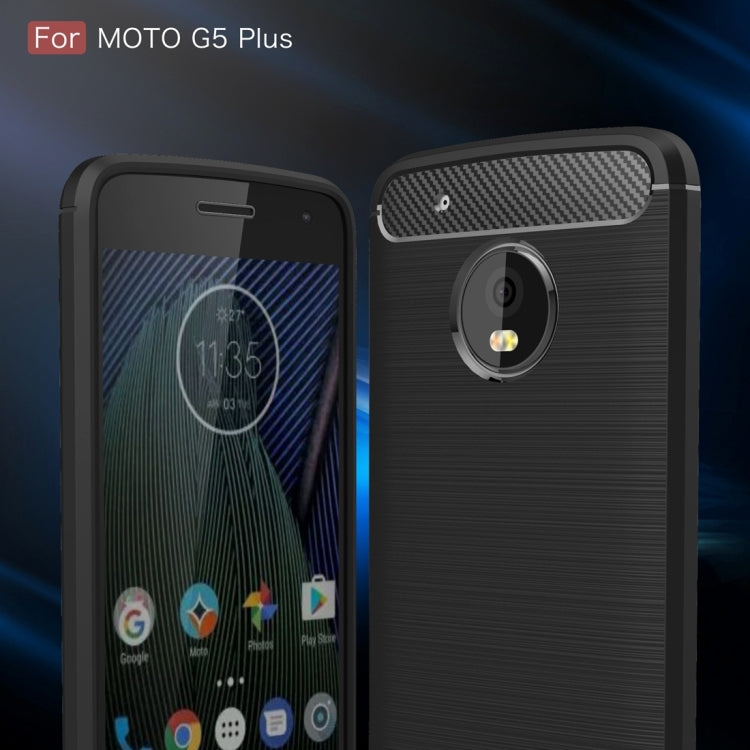 Per Motorola Moto G5 Plus Custodia protettiva in TPU antiurto con struttura in fibra di carbonio spazzolata, For Moto G5 Plus