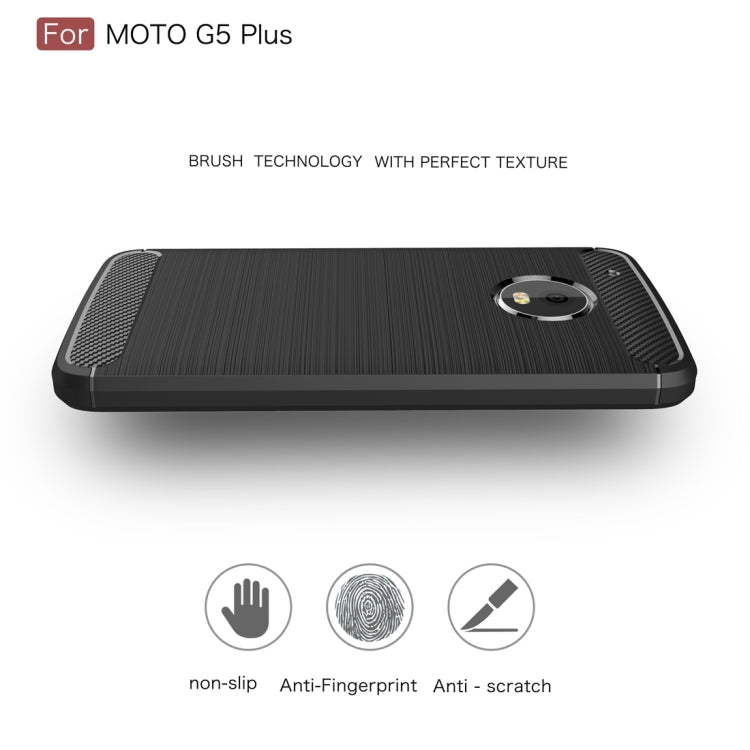 Per Motorola Moto G5 Plus Custodia protettiva in TPU antiurto con struttura in fibra di carbonio spazzolata, For Moto G5 Plus