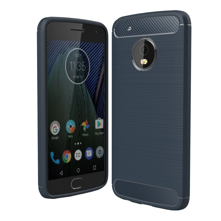Per Motorola Moto G5 Plus Custodia protettiva in TPU antiurto con struttura in fibra di carbonio spazzolata, For Moto G5 Plus