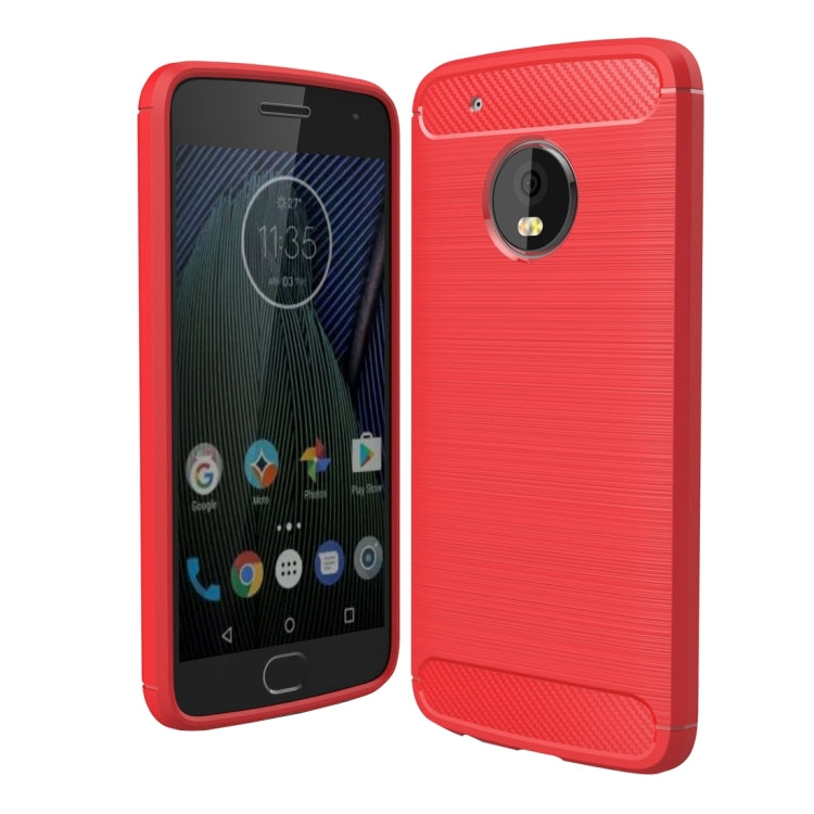 Per Motorola Moto G5 Plus Custodia protettiva in TPU antiurto con struttura in fibra di carbonio spazzolata, For Moto G5 Plus