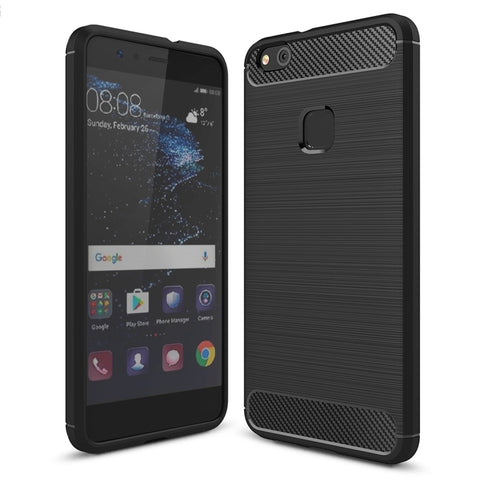 Per Huawei P10 Lite Custodia protettiva in TPU antiurto con struttura in fibra di carbonio spazzolata, Huawei P10 Lite