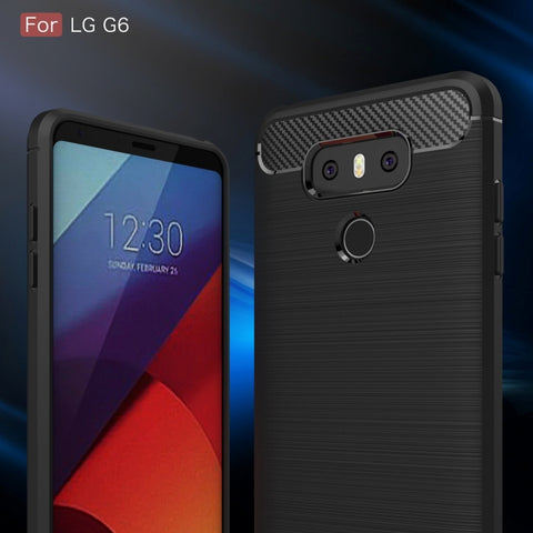 Per LG G6 Custodia protettiva in TPU antiurto con struttura in fibra di carbonio spazzolata, For LG G6, LG G6, For G6