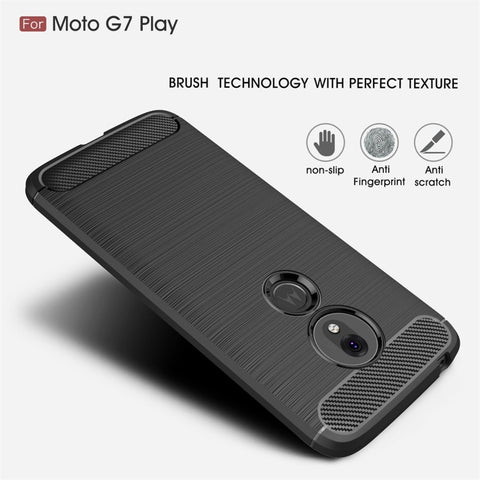 Custodia in TPU in fibra di carbonio con trama spazzolata per Motorola Moto G7 Play versione UE, For Moto G7 Play EU