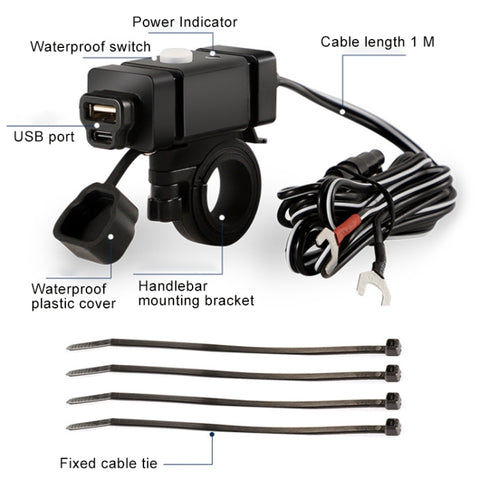 Caricabatterie per Moto QC3.0 con Porta U-Type per Ricarica Rapida PD