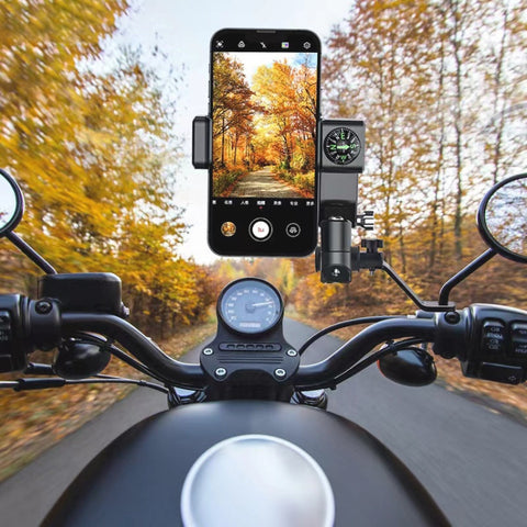 Porta cellulare con bussola sferica per moto, specchietto retrovisore senza luce, Rearview Mirror without Light (Black), Rearview Mirror without Light (Green)
