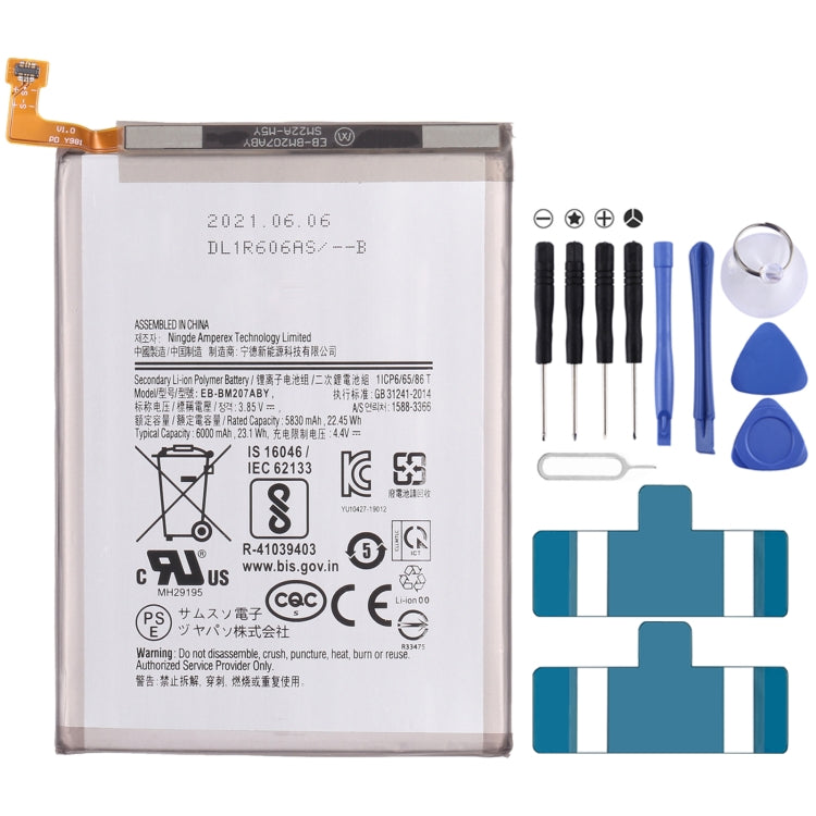 Original 6000mAh EB-BM207ABY Li-ion Battery Replacement for Samsung Galaxy M30s SM-M307/M21 SM-M215/M31 SM-M315, For Samsung Galaxy M30s
