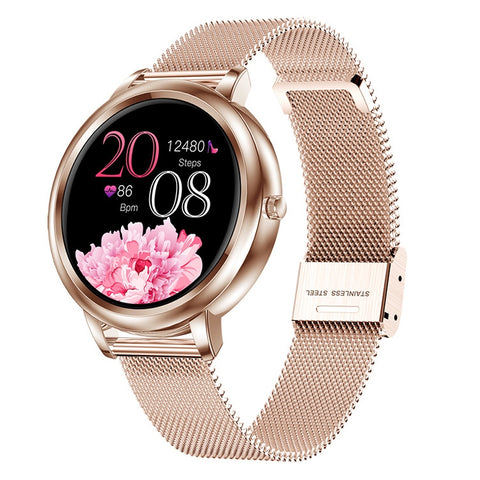 Smartwatch impermeabile con schermo a colori IPS da 1,09 pollici IP67, supporto monitoraggio del sonno/monitoraggio della frequenza cardiaca/monitoraggio della pressione arteriosa/modalità multi-sport, stile: cinturino in acciaio, Steel Strap (Gold)
