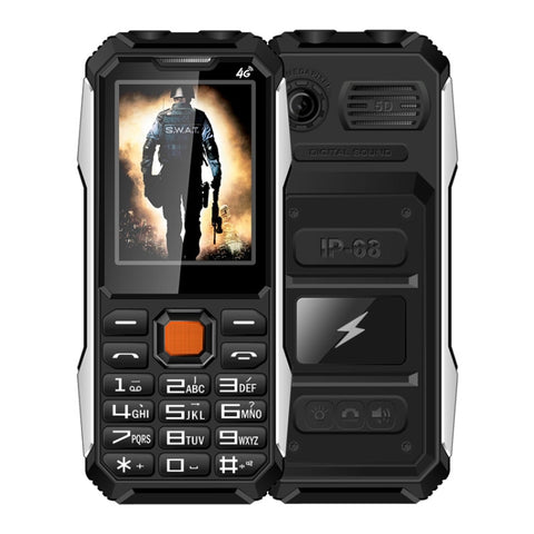 Impermeabile antiurto antipolvere, batteria 6800mAh, 2,4 pollici, 21 tasti, Bluetooth, torcia LED, FM, SOS, doppia SIM, rete: 2G