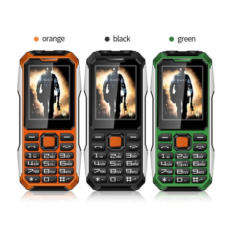 Impermeabile antiurto antipolvere, batteria 6800mAh, 2,4 pollici, 21 tasti, Bluetooth, torcia LED, FM, SOS, doppia SIM, rete: 2G