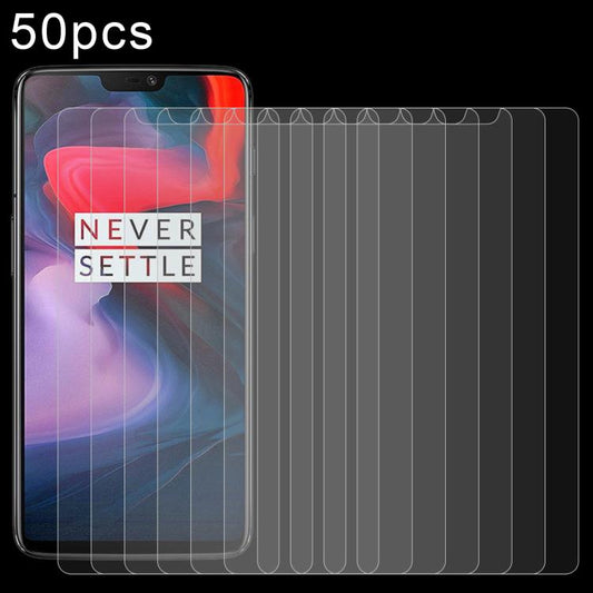 Pellicola in vetro temperato da 50 pezzi 0,26 mm 9H 2,5D per OnePlus 6, For 6 (50 PCS)