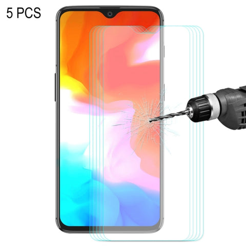 5 PZ ENKAY Hat-prince 0,26mm 9H 2,5D Pellicola en verre trempé avec bord courbé pour OnePlus 6T e 7, pour OnePlus 6T &amp; 7 (5 PCS)