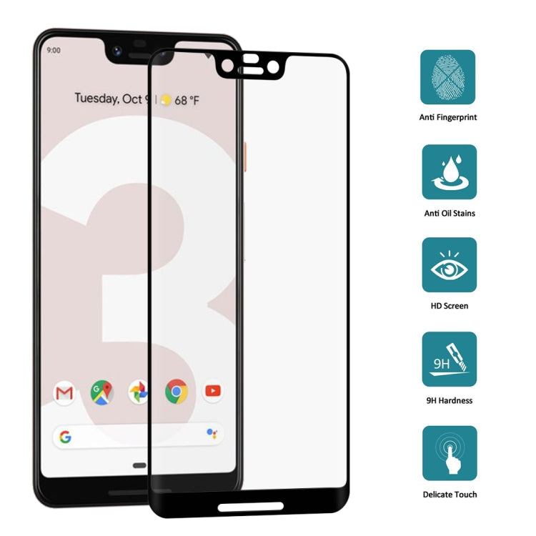 Pellicola in vetro temperato a schermo intero con bordo curvo 3D da 0,3 mm 9H per Google Pixel 3 XL, For Pixel 3 XL