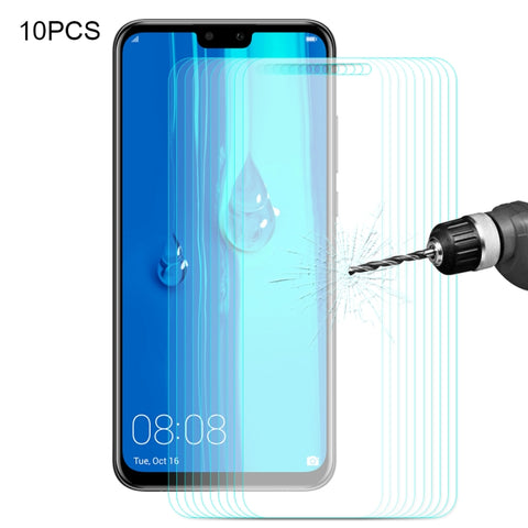 10 PZ ENKAY Hat-prince 0.26mm 9H 2.5D Pellicola in vetro temperato con bordo curvo per Huawei Y9 (2019), Huawei Y9 (2019)