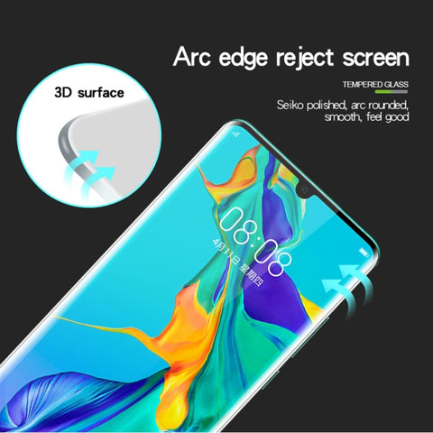 Pellicola in vetro temperato a schermo intero curvato a caldo 3D MOFI 9H per Huawei P30 Pro, Huawei P30 Pro