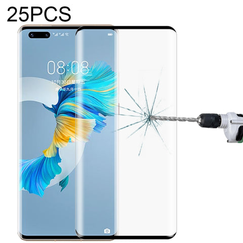Per Huawei Mate 40 Pro 25 PCS Pellicola in vetro temperato a schermo intero con bordo curvo 3D, For Huawei Mate 40 Pro