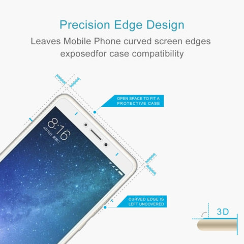100 PZ per Xiaomi Mi Max 2 0.3mm 9H Durezza superficiale 2.5D Pellicola per schermo in vetro temperato a schermo intero antideflagrante, For Mi Max 2