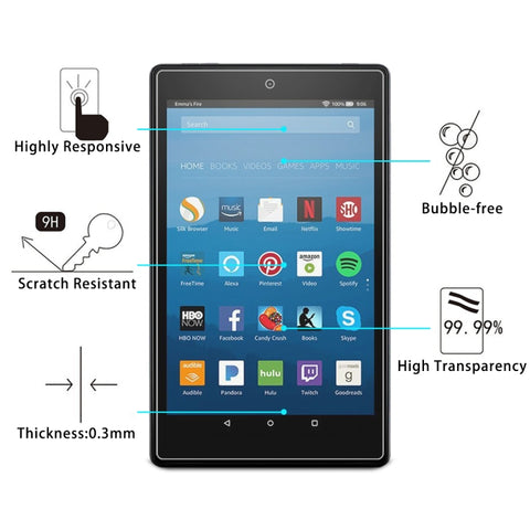 Pellicola in vetro temperato a schermo intero da 0,3 mm 9H per Amazon Kindle Fire HD 8 2017, For Fire HD 8 2017 (1pc)