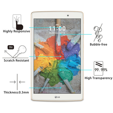 Pellicola in vetro temperato a schermo intero da 0,3 mm 9H per LG G Pad X 8.0, LG G Pad X 8.0
